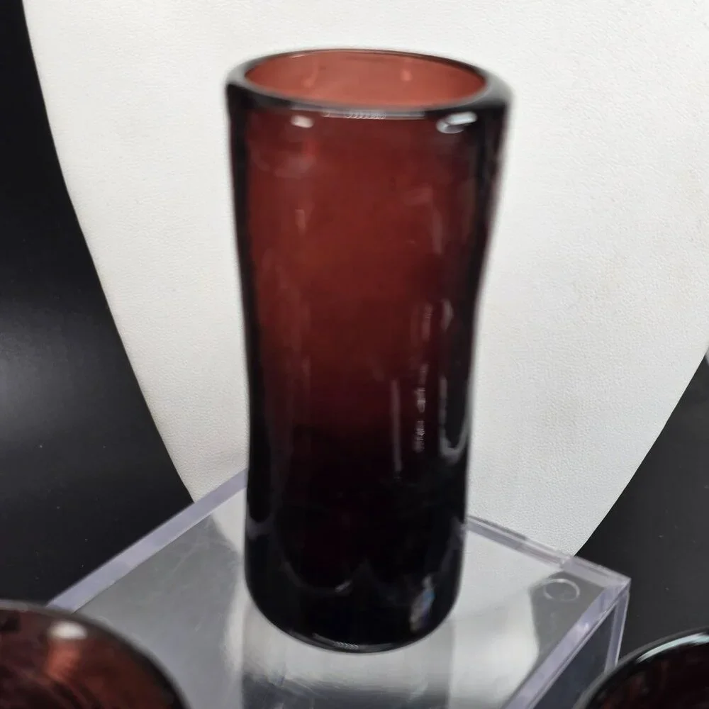 Vintage Handblown Dark Pink Glass Drinkware Set of 14 Pieces DH1357